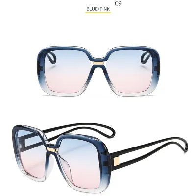 Unisex Retro Oversized Square Frame Gradient Lens Sunglasses