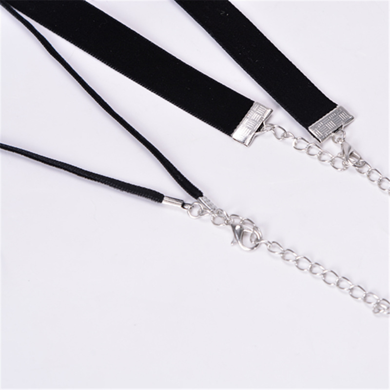 【BLACKPURPLE】[BLACK LABEL]CHAIN CHOKER NECKLACE 10mm 42cm 10 Mm Wide Black Velvet Ribbon Choker Necklace With Black