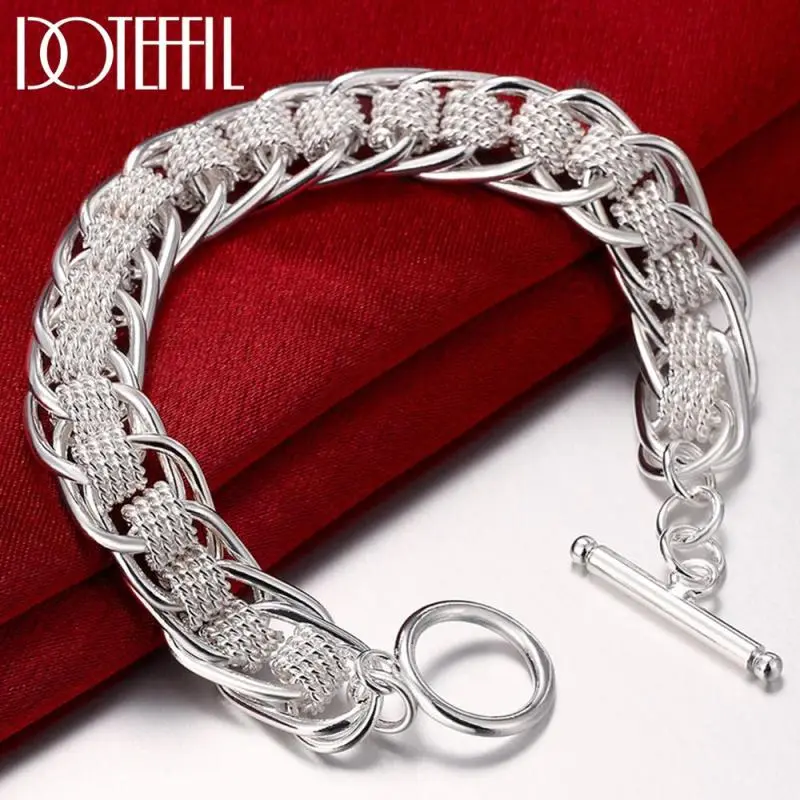 Unisex Hiphop Silver Thick Charm Bracelet