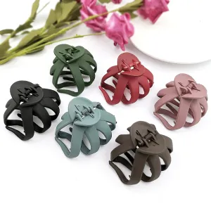 Simple Solid Color Matte Plastic Hair Claw for Women