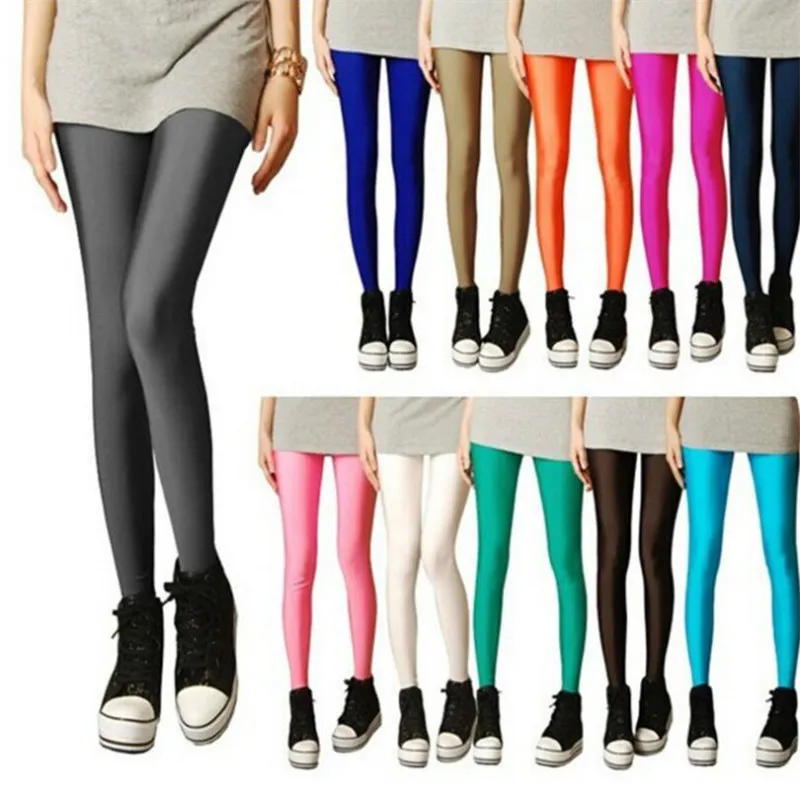 Women Edgy Solid Color High Waist Leggings