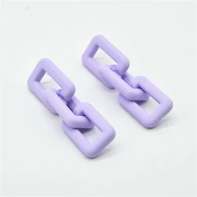 Women Chic Solid Color Chain Acrylic Drop Earrings