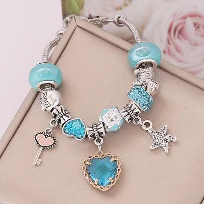 Women Exquisite Heart Shaped Crystal Charm Bracelet