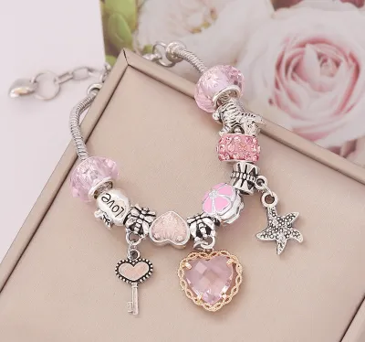 Women Exquisite Heart Shaped Crystal Charm Bracelet