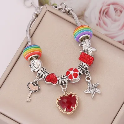 Women Exquisite Heart Shaped Crystal Charm Bracelet