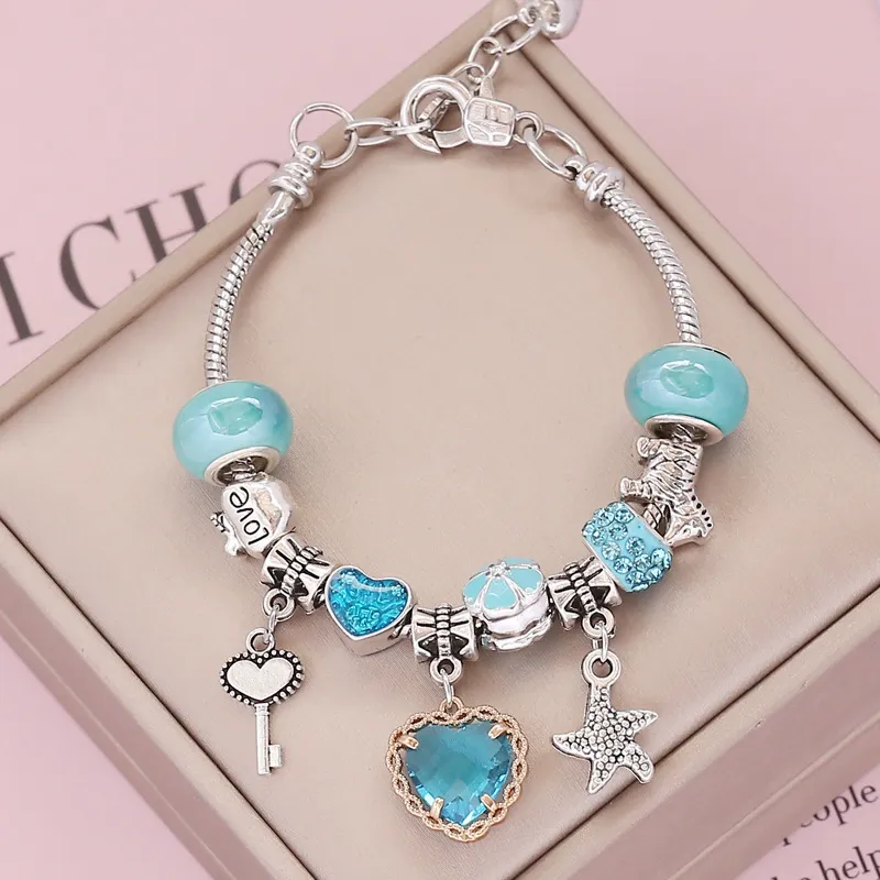 Women Exquisite Heart Shaped Crystal Charm Bracelet