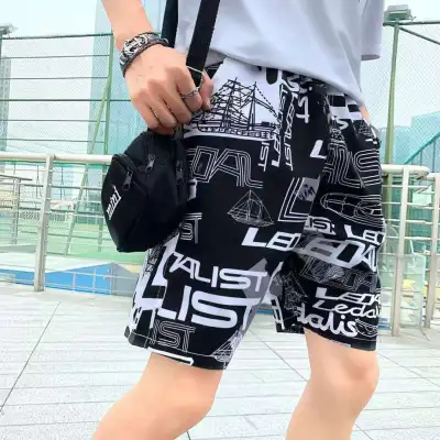 Summer Plus Size Men Beach Pants Quick-Drying Five-Point Loose Shorts Couple Big Pants