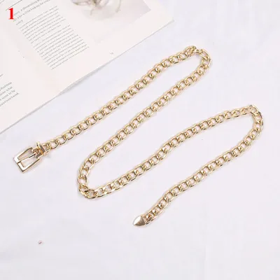 Women Punk Metal Chain Belt Solid Color