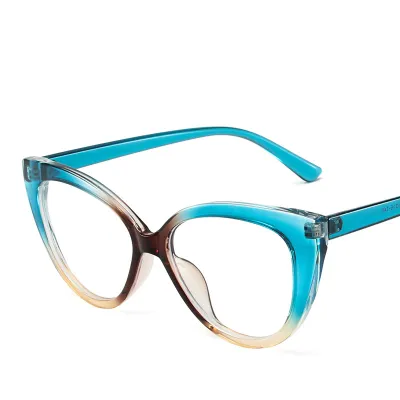 Fashion Cat Eye Shaped Color Blocking Frame Anti-Blue Light Glasses