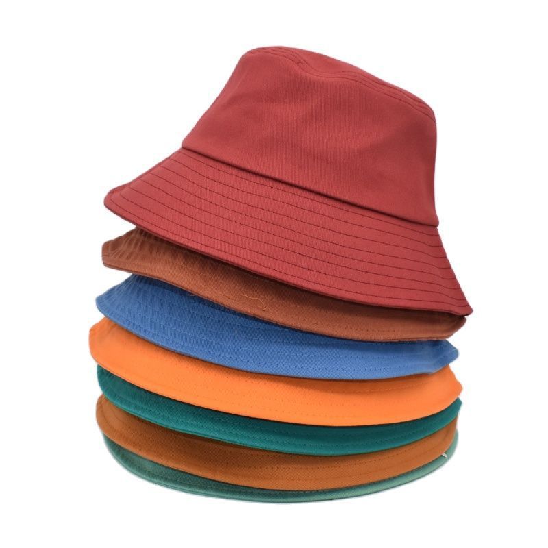 Wekity Unisex 100% Cotton Packable Bucket Hat Sun Hat Plain Colors For Men Women Orange