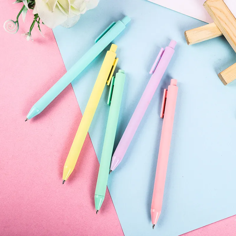 Macaron Colored Retractable Gel Pens Fine Point 0.5mm Black Ink Student Office Stationery