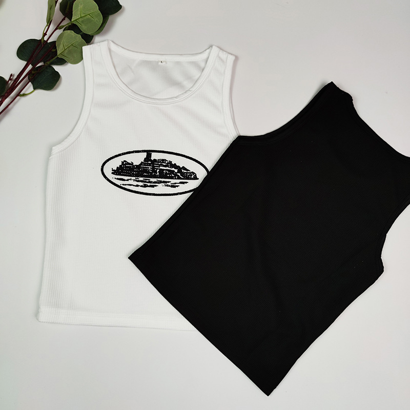 Wholesale Women Edgy Sleeveless Graphic Printed Rib Knit
