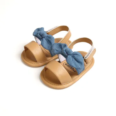 Baby Girls Casual Bow Design Velcro Sandals First Walkers Cotton Upper