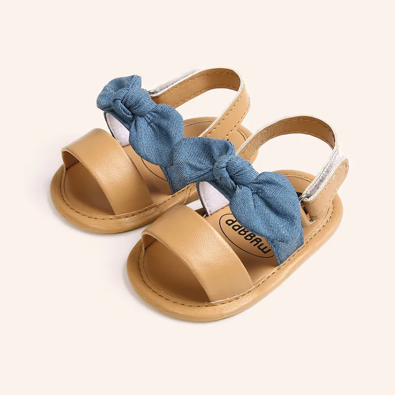 Baby Girls Casual Bow Design Velcro Sandals First Walkers Cotton Upper
