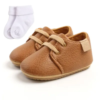 Baby Casual Soft Bottom PU Flat First Walkers for Boys