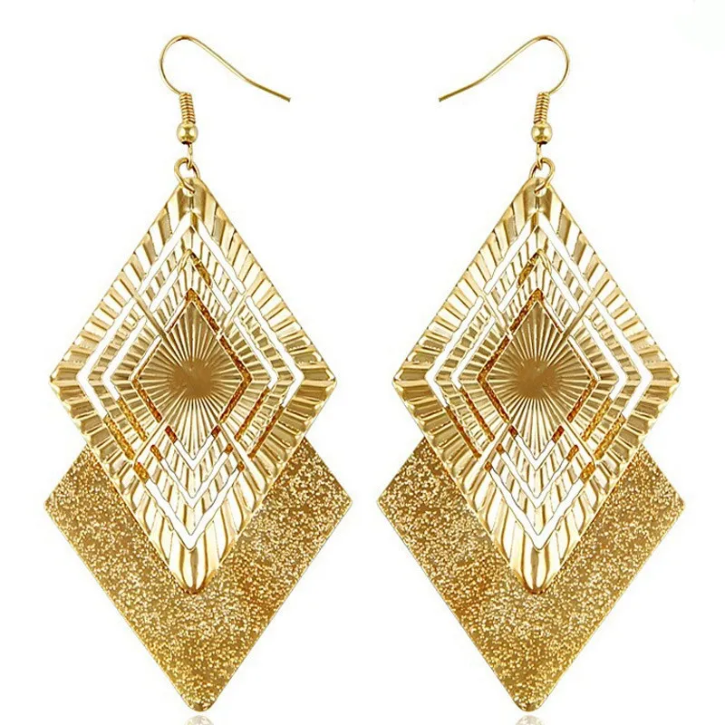 Women Exaggerated Geometric Alloy Drop Earrings Vintage