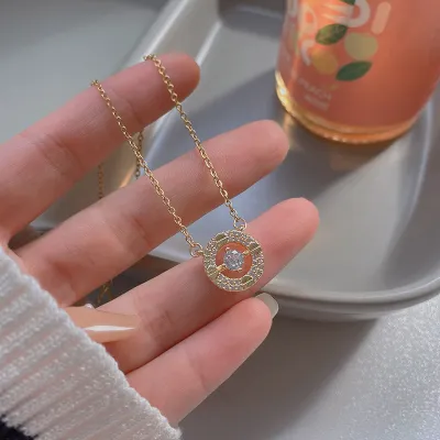 Women Exquisite Rhinestone And Imitation Pearl Stainless Steel Pendant Necklace
