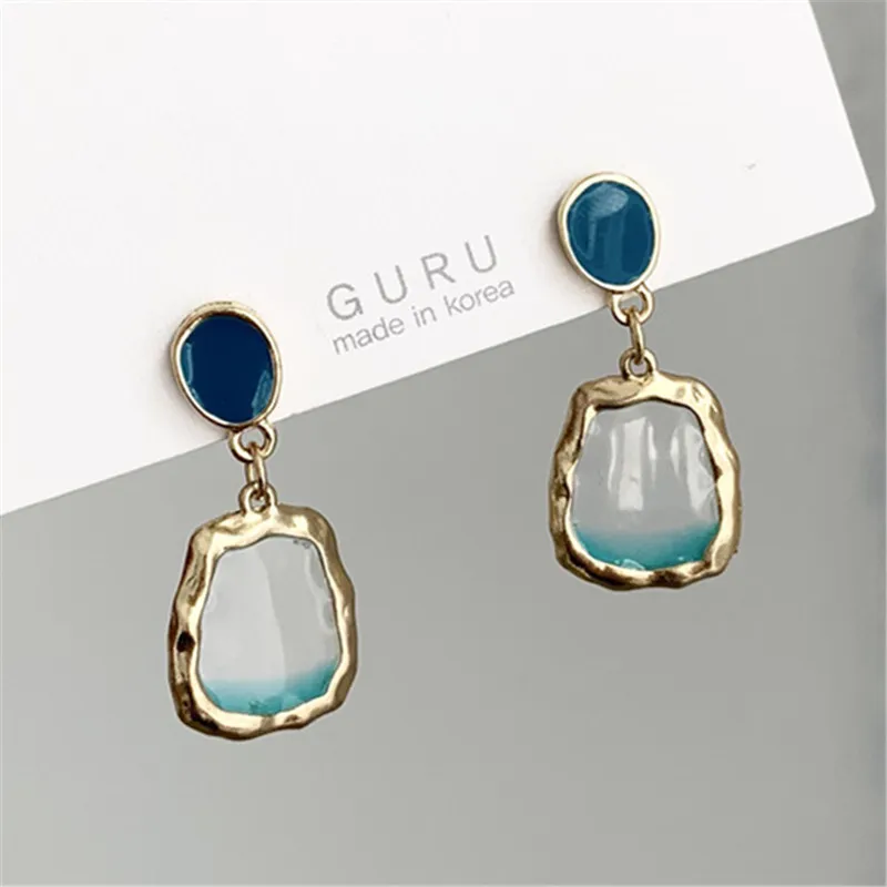 Women Elegant Irregular Geometric Alloy Drop Earrings
