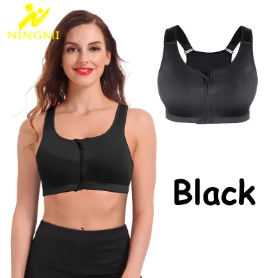 Women Basic Zipper Front Yoga Solid Color Sports Bra