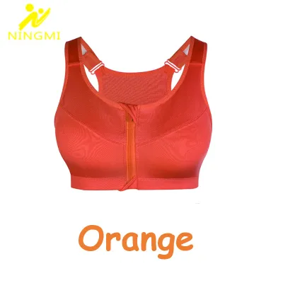 Women Basic Zipper Front Yoga Solid Color Sports Bra