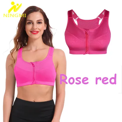 Women Basic Zipper Front Yoga Solid Color Sports Bra