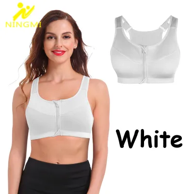 Women Basic Zipper Front Yoga Solid Color Sports Bra
