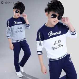 Kids Boys Casual Letter Pattern Pullover Top And Sweatpants Set Long Sleeve Round Neck