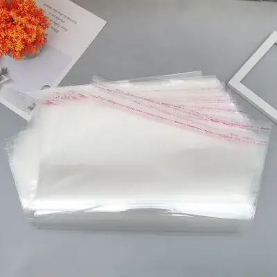 100pcs/pack Transparent Plastic Adhesive OPP Bags for Storage