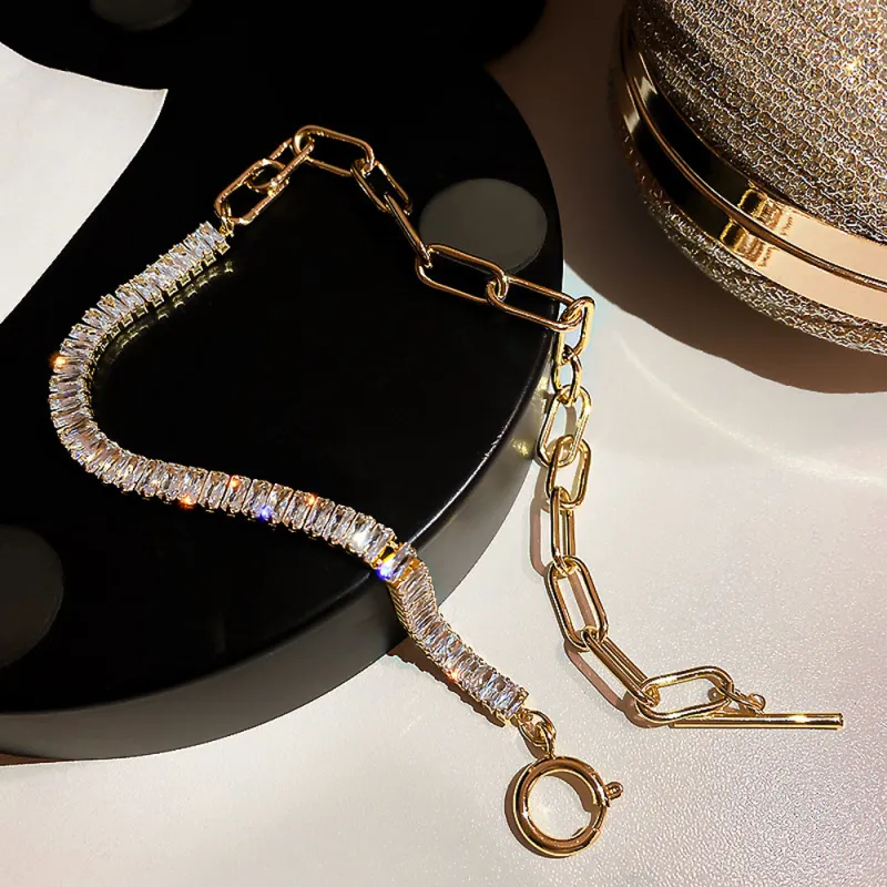 Women Exquisite Zircon Patchwork Metal Choker Necklace