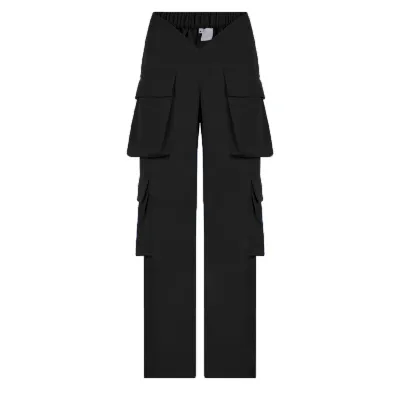 Biikpiik High Waist Solid Cargo Pants Women Loose Streetwear Casual Trousers Flat Woven Pant