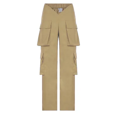 Biikpiik High Waist Solid Cargo Pants Women Loose Streetwear Casual Trousers Flat Woven Pant