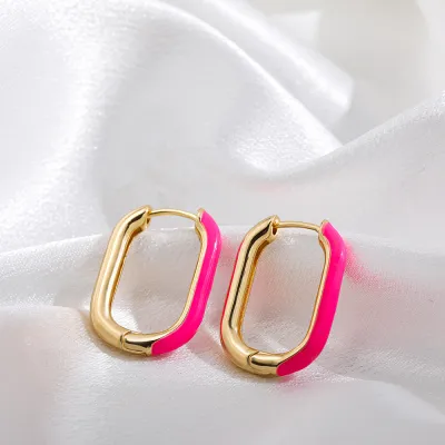 Women Minimalist U Shape Alloy Hoop Earrings