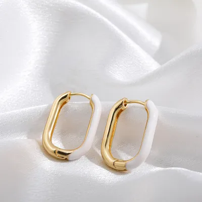 Women Minimalist U Shape Alloy Hoop Earrings