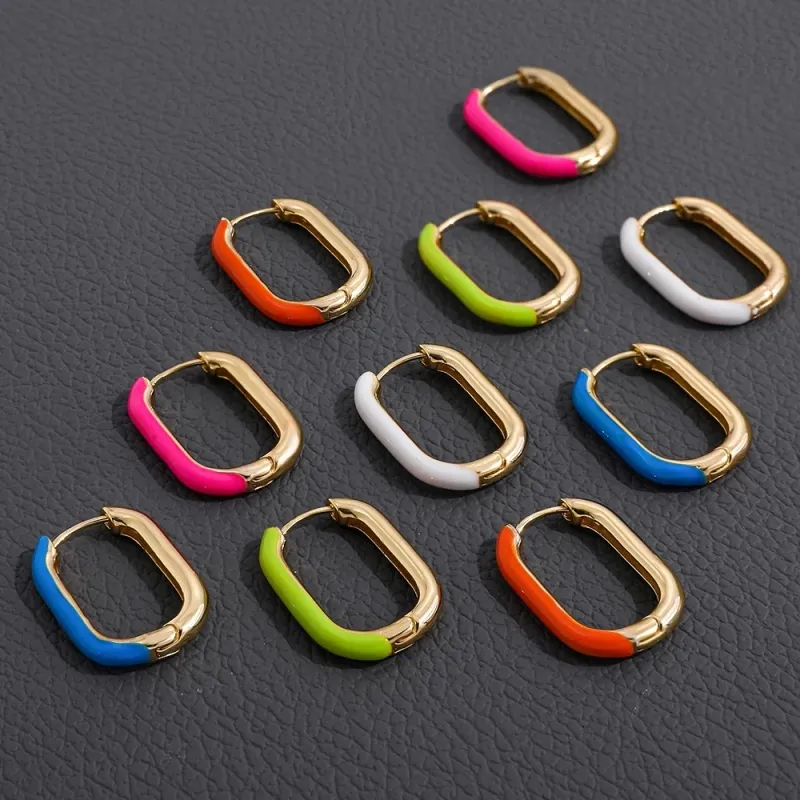 Women Minimalist U Shape Alloy Hoop Earrings