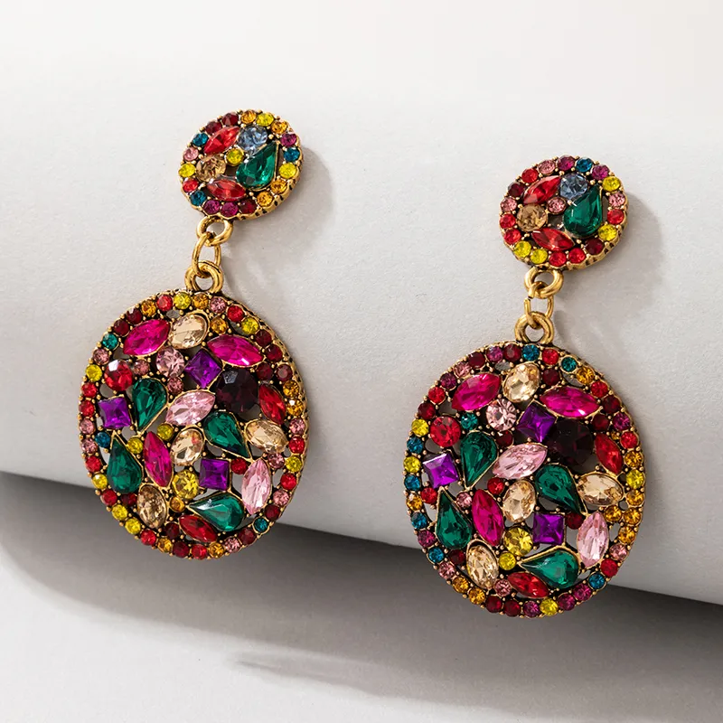 Women Chic Rhinestone Drop Earrings Geometric Punk Style
