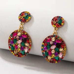 Women Chic Rhinestone Drop Earrings Geometric Punk Style