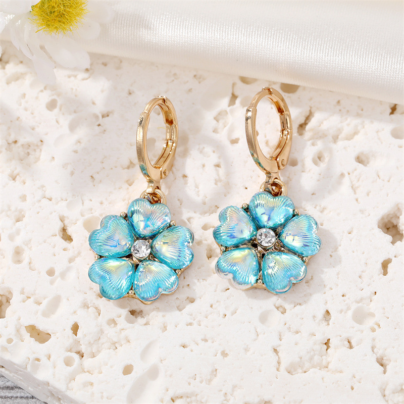 ピアス Numbering Flower Earrings #8272 SA5B0001 Wholesale Women Chic Zircon Flower Shaped Hoop Earrings