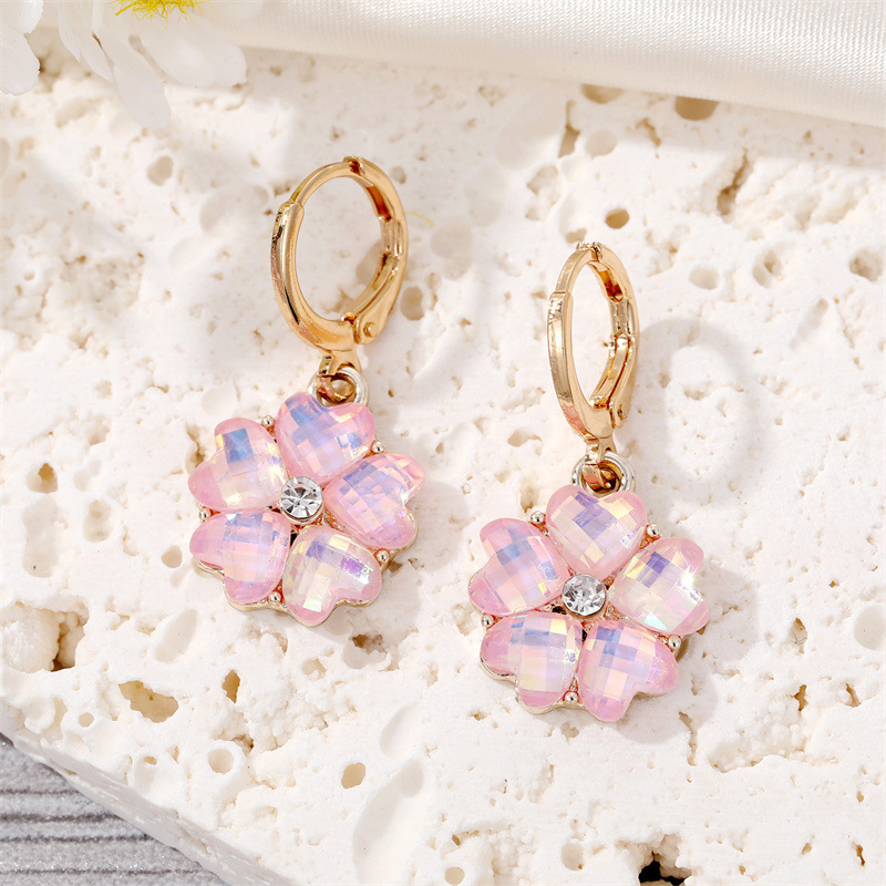 ピアス Numbering Flower Earrings #8272 SA5B0001 Wholesale Women Chic Zircon Flower Shaped Hoop Earrings