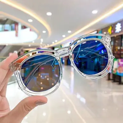 Kids Rice Nail Glasses Fashion Children Oval Frame Sunglasses UV Protection