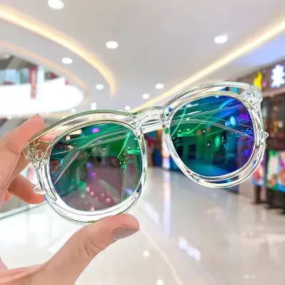 Kids Rice Nail Glasses Fashion Children Oval Frame Sunglasses UV Protection