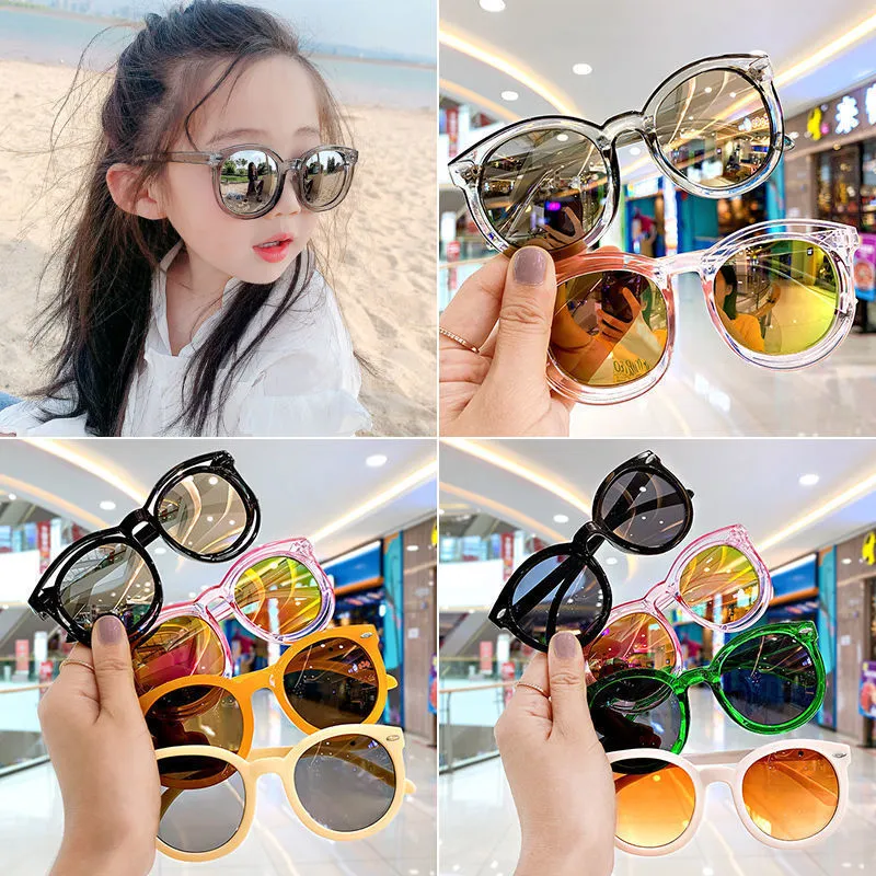 Kids Rice Nail Glasses Fashion Children Oval Frame Sunglasses UV Protection