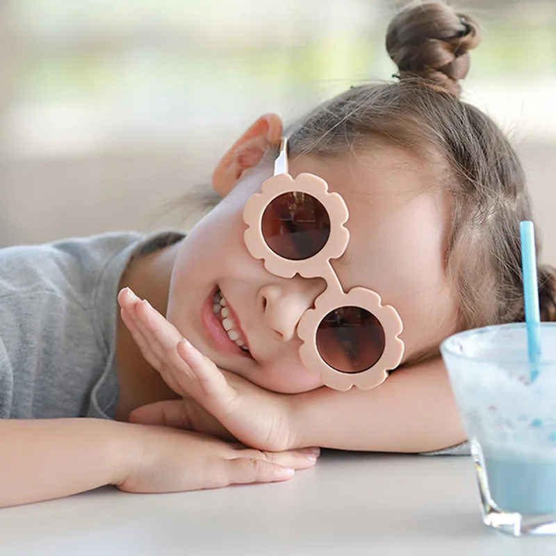 Sunflower Cute Kids Baby Comfortable Round Frame Floral Petal Sunglasses