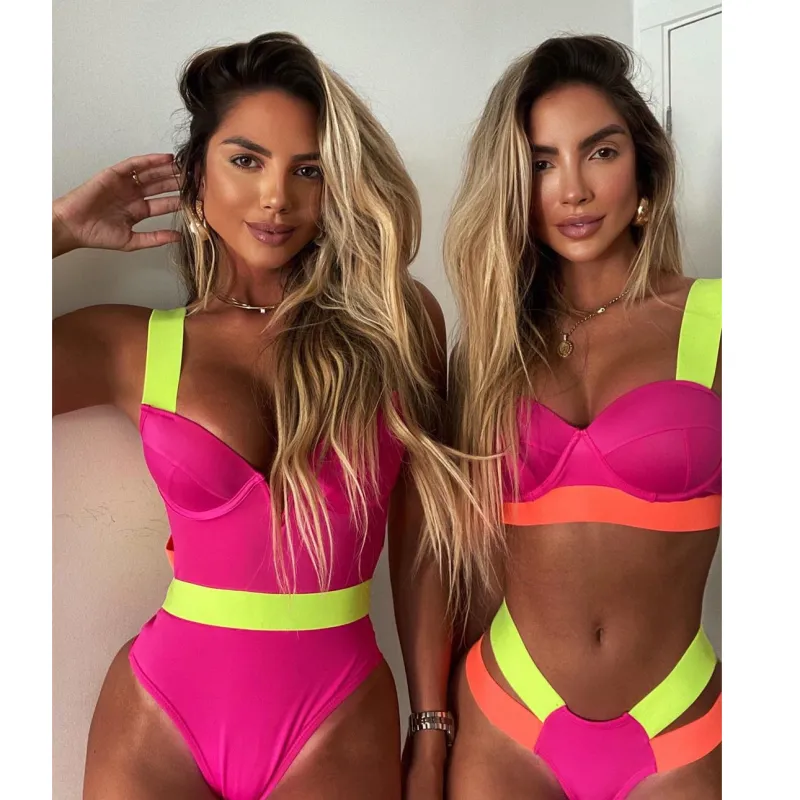 Black Push Up Swimsuit Women Splicing Bathing Swimming Suit