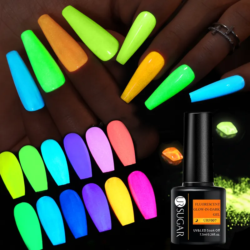 Ur Sugar Fluorescent Glow-In-Dark Gel Nail Polish 7.5Ml Summer Neon Luminous UV LED Nail Art Gel