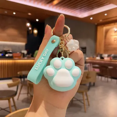Cute Cartoon Dog Cat Paw Shaped Resin Key Chain