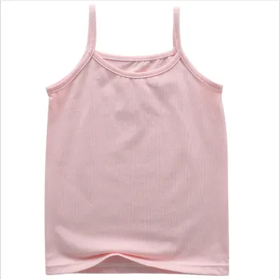 Kids Girls Basic Solid Color Cotton Sleeveless Summer Camisole Tank Top