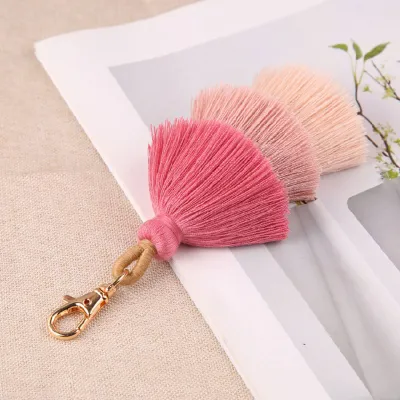 Unisex Bohemian Handmade Color Blocking Tassels Keychain