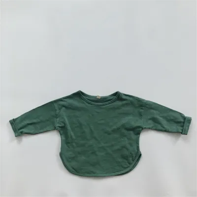 Babies Kids Solid Color Long Sleeve Basic Cotton Tee Shirt S-5XL