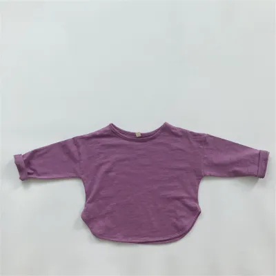 Babies Kids Solid Color Long Sleeve Basic Cotton Tee Shirt S-5XL