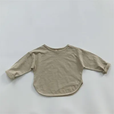 Babies Kids Solid Color Long Sleeve Basic Cotton Tee Shirt S-5XL